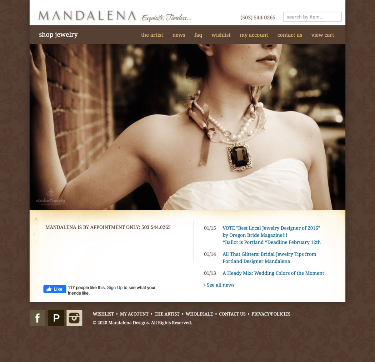 Screenshot of Mandalena Jewelry
