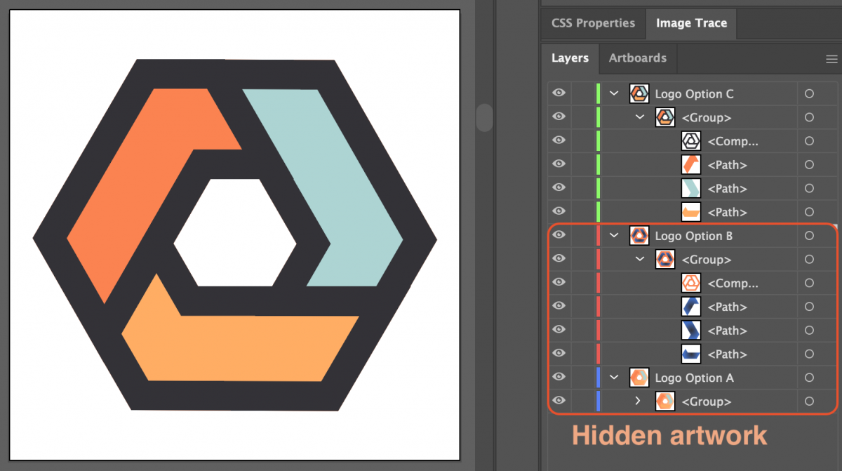 Example of hidden layers in Adobe Illustrator