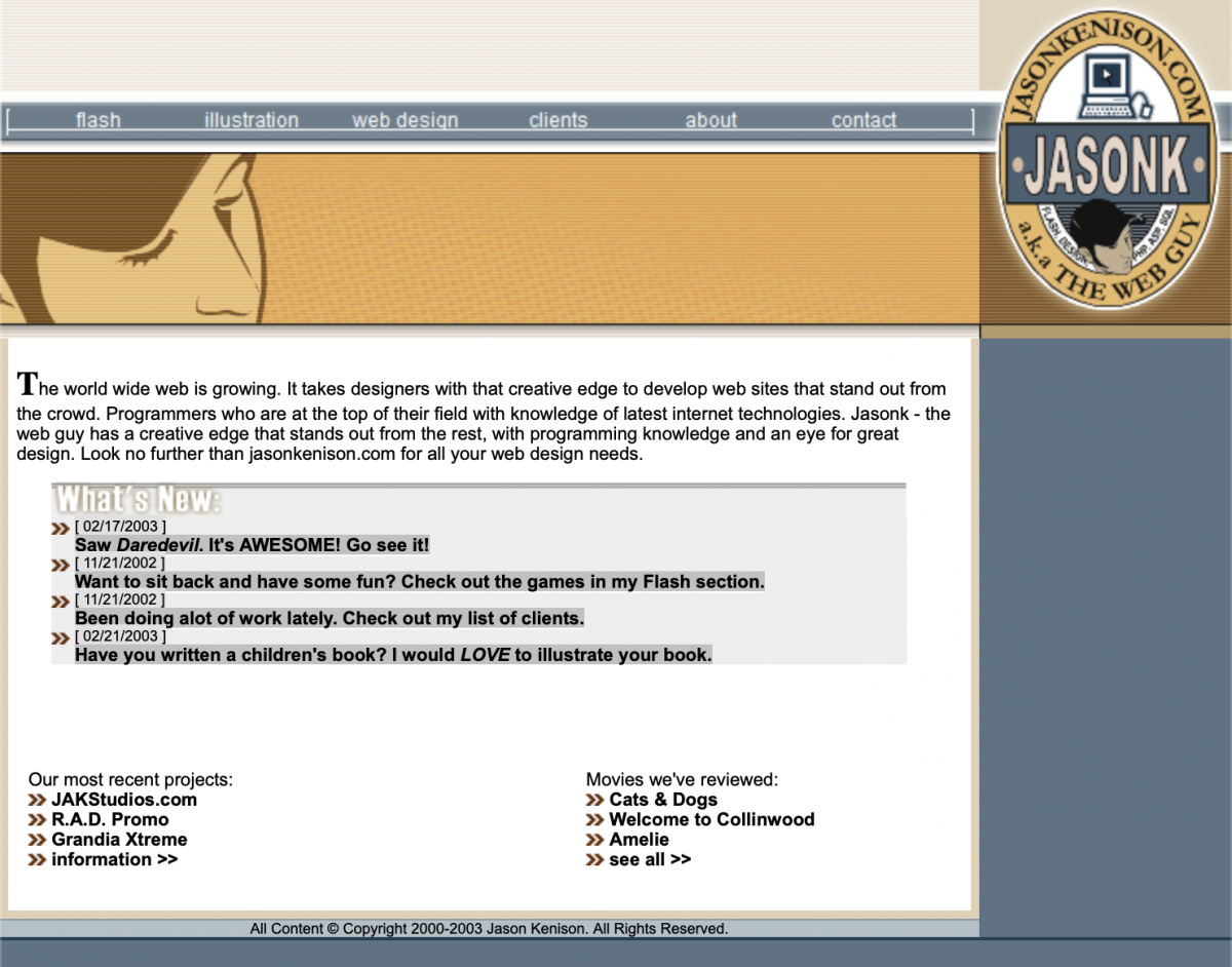 Screenshot of jasonkenison.com from 2003